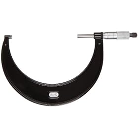 Starrett 436.1XRL-2 Outside Micrometer, Ratchet Stop, Lock Nut, Carbide Faces, 1-2" Range, .001" Grad
