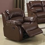 IMAGE OF Recliner Sofa Chair in Walnut Bonded Leather Match
