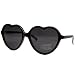 Heart-Shaped Solid Black "Lolita" Sunglasses with Smoke Lens