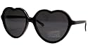 Heart-Shaped Solid Black "Lolita" Sunglasses with Smoke Lens