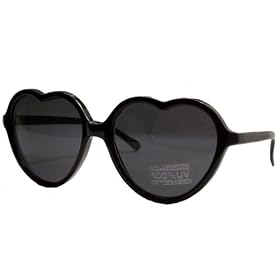 Heart-Shaped Solid Black "Lolita" Sunglasses with Smoke Lens
