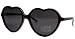 Heart-Shaped Solid Black Lolita Sunglasses with Smoke Lens