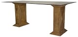 Hansen Rattan 8401/2FW S&auml;ulentisch gewaschen / S&auml;ulen voll gearbeitet, Glasplatte / B 190 T 100 H 77 cm