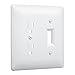 TayMac 2400W MASQUE 2-Gang Paintable Decorator Duplex Electrical Outlet Cover and Toggle Switch Wall Plate, White, Replaces Old Wall Plate for Electrical Outlet, Home Improvement Essentials