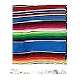 Large Authentic Mexican Saltillo Sarapes Throw Rugs Colorful Blankets Blue