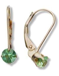 August 10 Karat Yellow Gold Genuine 0.56tcw. 4mm Peridot Leverback Earrings for Girls