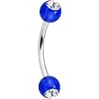 Acrylic Blue Clear Gem Eyebrow Ring 3/8"