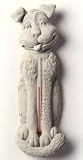 Cast Stone PUPPY DOG Indoor Outdoor GARDEN THERMOMETER