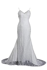 Sexy Backless Lace Sleeveless Spaghetti Strap Mermaid  Dress with a Brush/Sweep Train 