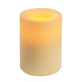 Inglow CGT54400CR01 4-Inch Flameless Round Vanilla-Scented Pillar Candle with Timer, Cream