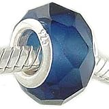 Sterling Silver SAPPHIRE BLUE Glass September BIRTHSTONE Bead for Pandora and Chamilia Bracelets