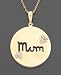 14k Gold Diamond Accent Mom Coin Pendant