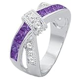T24 32727ZWH Women's Friendship Promise Love Knot Ring Amethyst