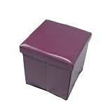 Multi Purpose Faux Leather Folding Ottoman Storage Box/Chair In Aubergine