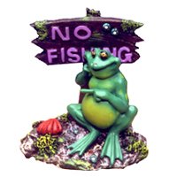 Frog No Fishing Aquarium Ornament, Small