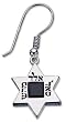 Star of David pair of earrings with precious Black Tourmaline Stone