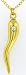 14k Yellow Gold Plated Italian Horn Cz Charm 24 Chain