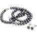 Parure perles culture noir collier de Clous d'oreille noir 6-7mm