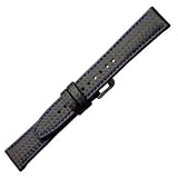 Seiko Carbon Fiber Watchband, Black With Blue Stitch, 20mm Genuine Seiko Watch Band For SNQ099 Long length.