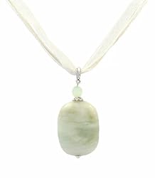 Necklace - N31 - Genuine Semi Precious Gemstone on Five-Strand Organza and Cotton Cord + 2" Extension Chain - Rounded Rectangle ~ Harmony Jasper