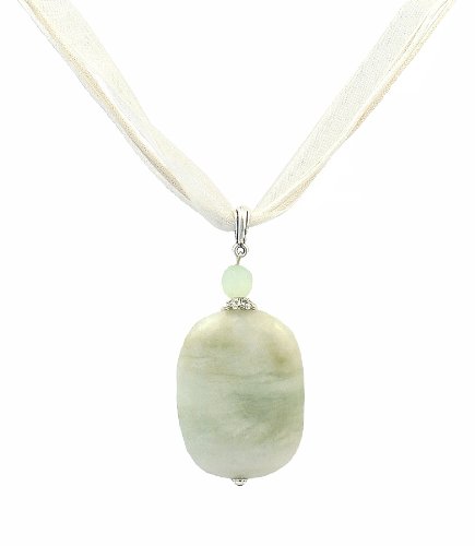 Necklace – N31 – Genuine Semi Precious Gemstone on Five-Strand Organza and Cotton Cord + 2″ Extension Chain – Rounded Rectangle ~ Harmony Jasper