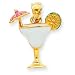14k Ice Blue Enameled Margarita Drink Pendant - Measures 23x20mm - JewelryWeb