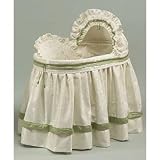 Baby King and Queen Green Bassinet Liner/Skirt and Hood - Size: 17x31