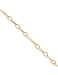 14k Polished and Textured Fancy Link Bracelet Length 7.25"