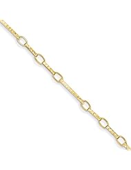 14k Polished And Textured Fancy Link Bracelet, Best Quality Free Gift Box Satisfaction Guaranteed