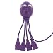 USB Hub 2.0 4-port For Mac and PC. True USB 2.0 Speed. 4-Legged Octopus (TM). Very Cute Octopus Design. (Purple)