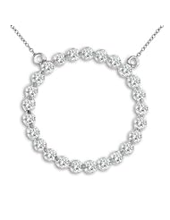 1.50 Carat G-H Diamond Round Journey Pendant Necklace Set 14K White Yellow Gold