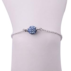 Kadima Swarovski Elements Crystal Disco Ball Lt.Sapphire Bracelet,Bracelet Length 7.5 Inches, Ball Size:8mm