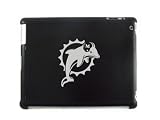 Black Apple iPad 2 Aluminum Plated Back Case Miami Dolphins