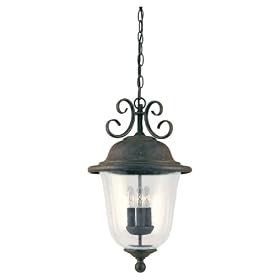 Sea Gull Lighting 6059-46 Three-Light Trafalgar Outdoor Pendant, Clear Seeded Glass,... by Sea Gull Lighting