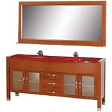 Daytona 71 Double Bathroom Vanity Set with Cherry Red Glass Countertop - Cherry w/ Drawers