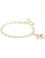 18k Gold Plated Sterling Silver Black and White Diamond Charm Bracelet (1/5 cttw, I-J Color, I3 Clarity), 7.25"