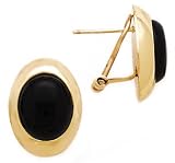 14k Gold & Inlayed Black Onyx Oval Earrings