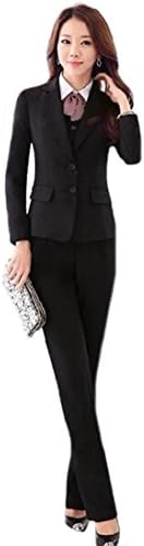 Yayu Women Vogue Business Office OL Work 3pc Set Jacket Vest Pant Suit black l