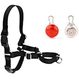 Easy Walk Dog Harness | 3 Pack Bundle | No Pull Harness and 2 LED Dog Collar Safety Blinker Lights (Batteries Included) (Black, Small) - Great For Jack Russell Terrier, Pug, Yorkshire Terrier, and Toy Sized Breeds