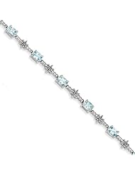 Sterling Silver Aquamarine and Diamond Bracelet