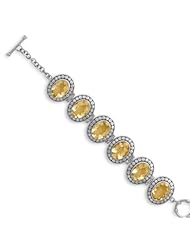 Oval Yellow Citrine Sterling Silver Bracelet 6-stone Adjustable for Smaller Wrists