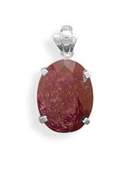 Oval Rough-Cut Ruby Pendant