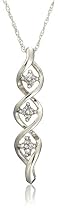 10k White Gold Diamond Three Stone Illusion Pendant (.04 cttw, I-J Color, I3 Clarity)