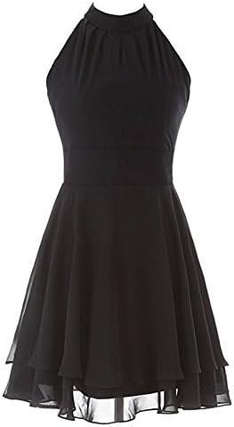 EndofApril Girls A-line Short Chiffon Bridesmiad Dresses Halter Prom Homecoming Dress US-8 Black