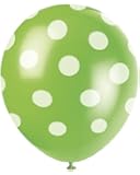 12" Latex Lime Green Polka Dot Balloons, 6ct