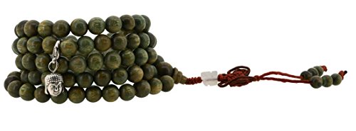 Tibetan Elastic 8mm Sandalwood Scented 108 Prayer Beads Wrap Bracelet Mala with Removable Charms