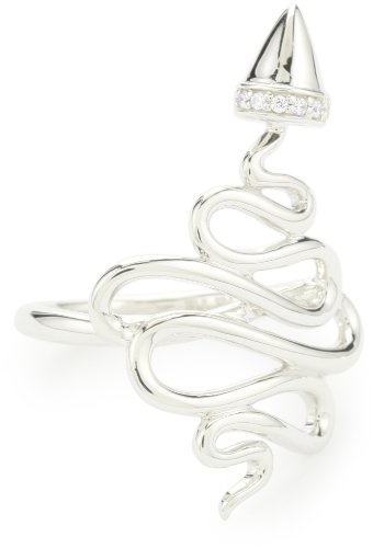 Nicky Hilton Sterling Silver and Cubic-Zirconia Spike Ring, Size 7