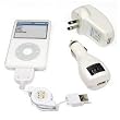 Universal Apple iPod USB Charger Kit - USB Retractable Hotsync Cable - USB Home Travel Charger - USB 12V Cigarette Lighter Charger for iPod Classic, iPhone, iPod Touch, iPod Nano, & All iPods w/ Dock Connector