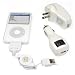 Universal Apple iPod USB Charger Kit - USB Retractable Hotsync Cable - USB Home Travel Charger - USB 12V Cigarette Lighter Charger for iPod Classic, iPhone, iPod Touch, iPod Nano, & All iPods w/ Dock Connector