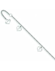 14K White Gold Adjustable Heart Anklet 10 Inches